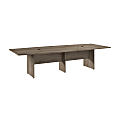 Bush Business Furniture 120"W x 48"D Boat Shaped Conference Table With Wood Base, Modern Hickory, Standard Delivery