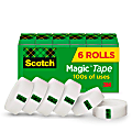 Scotch Magic Tape, Invisible, 3/4 in x 800 in, 6 Tape Rolls, Home Office and School Supplies