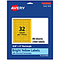 Avery® Printable Labels With Sure Feed® Technology, 94214-BYP80, Rectangle, 5/8" x 3", Matte Bright Yellow, Pack of 2560 1 thumbnail image