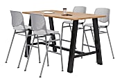 KFI Studios Midtown Bistro Table With 4 Stacking Chairs, 41"H x 36"W x 72"D, Kensington Maple/Light Gray