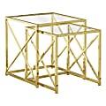 Monarch Specialties Tempered Glass Nesting Table Set, Gold
