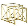 Monarch Specialties Tempered Glass Nesting Table Set, Gold 1 thumbnail image