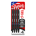 Sharpie® S Gel Pens, Medium Point, 1.0 mm, Black Barrel, Blue Ink, Pack Of 4 Pens