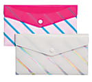 Divoga® Poly Snap Check Envelope, Sweet Smarts Collection, 5 1/8" x 9 1/16", Assorted Colors