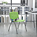 Flash Furniture HERCULES Series Plastic Stack Chair With Titanium Frame, Green/Gray