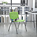 Flash Furniture HERCULES Series Plastic Stack Chair With Titanium Frame, Green/Gray 1 thumbnail image
