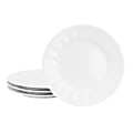 Hometrends Ultra Durable 4-Piece Fine Ceramic Embossed Dinner Plate Set, 10-1/2”, White 1 thumbnail image