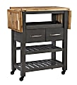Powell Kelab Kitchen Cart With Drop Leaves, 36"H x 47-1/4"W x 14-3/4"D, Gray/Natural