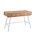 Linon Darcy 44"W Home Office Writing Desk with Drawers, Natural/White 1 thumbnail image