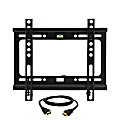 MegaMounts Fixed Wall Mount For 17 - 42" Displays With Bubble Level And HDMI™ Cable, 6.8"H x 10.19"W x 0.88"D, Black