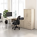 Bush Business Furniture Vista 60"W Corner Desk with Metal Legs, Low Storage Cabinet, and Wardrobe, Natural Elm, Standard Delivery 1 thumbnail image