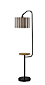 Adesso Caldwell Shelf Floor Lamp, Black with Beige Linen Shade 1 thumbnail image