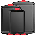 NutriChef 3-Piece Steel Non-Stick Bakeware Set - 3 Pieces - Baking - Dishwasher Safe - Oven Safe - Red, Gray, Black - NCSBS3S 1 thumbnail image
