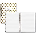 Cambridge Hardcover Wirebound Notebook - Twin Wirebound - Both Side Ruling Surface - Ruled - 7" x 9 1/2" - 80 Sheets - Gold Cover Dotted - Hard Cover, Dual Sided - 1 Each