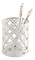 Realspace® Streya Cut-Metal Pen Cup, 4"H x 3-1/4"W x 3-1/4"D, White