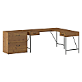 Kathy Ireland® Home by Bush Furniture Ironworks 60"W L-Shaped Writing Desk With 2-Drawer Lateral File Cabinet, Vintage Golden Pine, Standard Delivery
