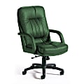 Global® Cortona High-Back Leather Chair, 43 1/2"H x 26"W x 30 1/2"D, Black Frame, Green Leather