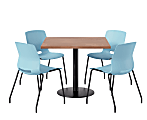 KFI Studios Proof Cafe Pedestal Table With Imme Chairs, Square, 29”H x 42”W x 42”W, River Cherry Top/Black Base/Sky Blue Chairs 1 thumbnail image