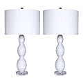 LumiSource Cinched Waves Contemporary Table Lamps, 28-3/4”H, White Shade/Milk White Base, Set Of 2 Lamps
