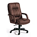 Global® Cortona High-Back Leather Chair, 43 1/2"H x 26"W x 30 1/2"D, Black Frame, Brown Leather