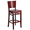 Flash Furniture Wooden Restaurant Barstool With Solid Back, Mahogany