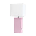 Lalia Home Lexington Table Lamp With USB Charging Port, 21"H, White/Blush Pink