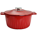 Martha Stewart 5-Quart Enameled Cast Iron Nonstick Round Dutch Oven With Lid, Red 1 thumbnail image