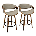 LumiSource Symphony Counter Stools, Walnut/Gray, Set Of 2 Stools