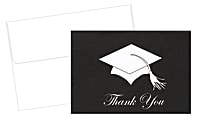 Great Papers!® Thank You Cards For Graduation, Grad Hat, 4 7/8" x 3 3/8", Black/White, Pack Of 24