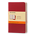 Moleskine Cahier Journals, 3-1/2" x 5-1/2", Faint Ruled, 32 Sheets, Cranberry Red, Set Of 3 Journals