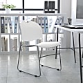 Flash Furniture HERCULES Plastic Ultra-Compact Stack Chair, White/Silver