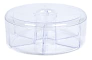 Mind Reader 6-Compartment Acrylic Round Tea Bag Holder With Lid, 3-1/4" x 8", Clear