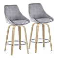 LumiSource Diana Contemporary Counter Stools, Corduroy, Gray/Natural/Chrome, Set Of 2 Stools 1 thumbnail image