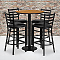 Flash Furniture Round Table And 4 Ladder-Back Bar Stools, 42”H x 30”W x 30”D, Natural/Black 1 thumbnail image