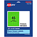 Avery® Printable Labels With Sure Feed® Technology, 94749-NGP10, Barbell, 1/2" x 2-1/2", Matte Neon Green, Pack of 450 1 thumbnail image