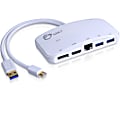 SIIG Mini-DP Video Dock with USB 3.0 LAN Hub - White - for Notebook/Tablet PC - USB 3.0 - 3 x USB Ports - 3 x USB 3.0 - Network (RJ-45) - HDMI - DisplayPort - Mini DisplayPort - Wired