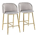 LumiSource Fran Pleated Fixed-Height Counter Stools, Waves, Silver/Gold, Set Of 2 Stools 1 thumbnail image