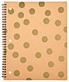 Divoga® Spiral Notebook, Whimsical Wonder Collection, 8 1/2" x 10 1/2", 1 Subject, College Ruled, 160 Pages (80 Sheets), Peach W/ Gold Dots