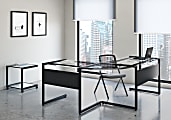 Eurostyle Caesar 78"W Corner Desk, Black/Clear