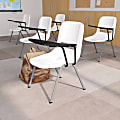 Flash Furniture Ergonomic Shell Chair With Left-Handed Flip-Up Tablet Arm, White 1 thumbnail image