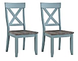 Coast to Coast Wharf Crossback Dining Chairs, Brown/Bar Harbor Blue, Set Of 2 Chairs