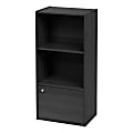 IRIS 35"H 3-Tier Storage-Shelf With Door, Black