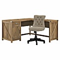 Kathy Ireland Home by Bush® Furniture Cottage Grove 60"W L Shaped Desk and Chair Set, Reclaimed Pine, Standard Delivery