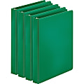 Business Source Basic Round Ring Binders, 1" Ring, 8 1/2" x 11", Green, Pack Of 4 1 thumbnail image