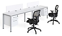Boss Office Products Simple System Double Desk, Side By Side With 2 Pedestals, 29-1/2”H x 120”W x 24”D, White