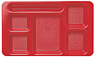 Cambro Camwear® 5-Compartment Trays, Red, Pack Of 24 Trays 1 thumbnail image
