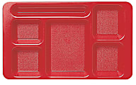 Cambro Camwear® 5-Compartment Trays, Red, Pack Of 24 Trays