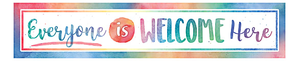 Teacher Created Resources Decorative Classroom Banner, 8" x 39", Watercolor Everyone Is Welcome Here 1 thumbnail image