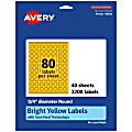 Avery® Print-To-The-Edge Labels With Sure Feed® Technology And Easy Peel® Label Feature, 94504-BYP40, Round, 3/4", Matte Bright Yellow, Pack of 3200 1 thumbnail image