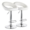 Elama Retro Adjustable Faux Leather Bar Stools, White/Chrome, Set Of 2 Stools 1 thumbnail image